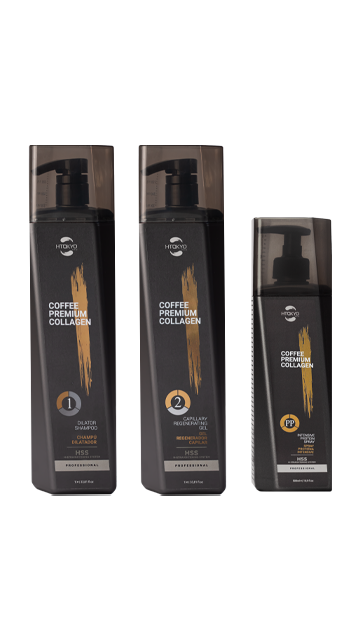 Coffee Premium Collagen набір (шампунь+колагеновий гель+протеїновий спрей)